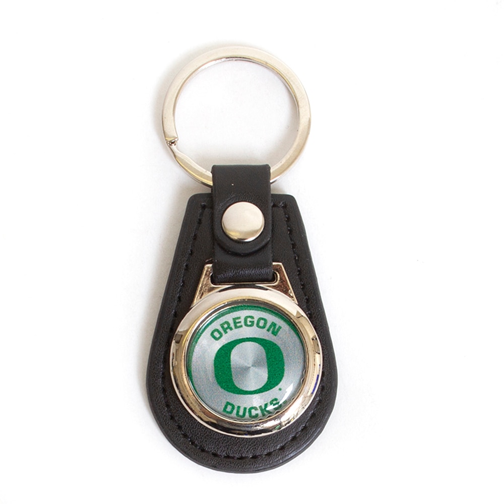 Classic Oregon O, Grey, Keychain/Keytag, Leather, Home & Auto, Jenkins, Tear drop, Dome, 596839
